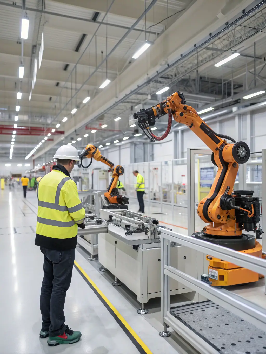 A manufacturing plant with robotic arms and automated machinery, illustrating the increasing reliance on technology and the need for robust IT infrastructure.